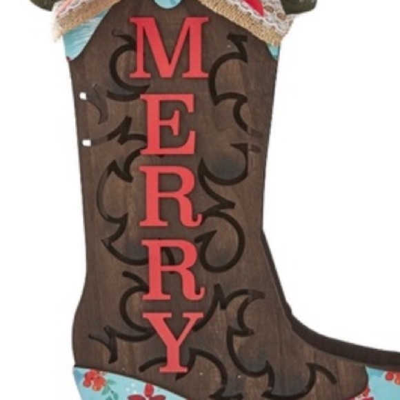 The Pioneer Woman Merry Wooden Boot Christmas Tabletop Decoration - Picture 5 of 6